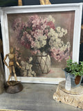 Pink and White Flowers in Crock
