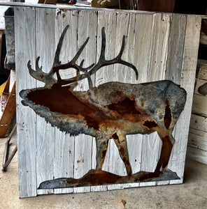 Large Elk on Wood